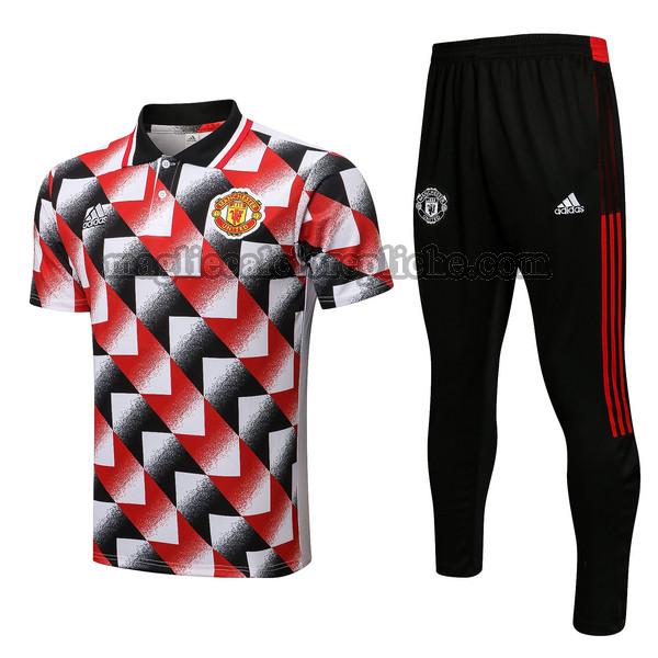 magliette polo calcio manchester united 2022 2023 completo nero rosso bianco