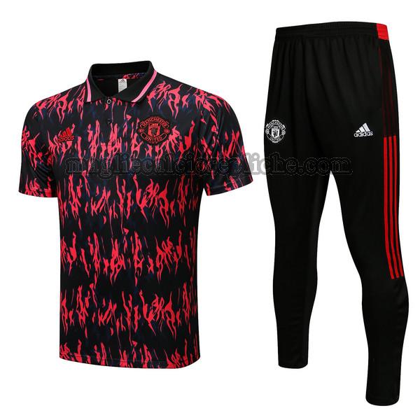 magliette polo calcio manchester united 2022 2023 completo rosso nero