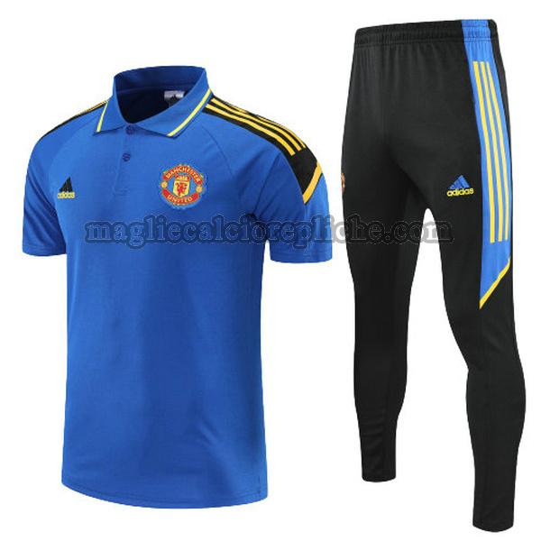 magliette polo calcio manchester united 2022 completo blu