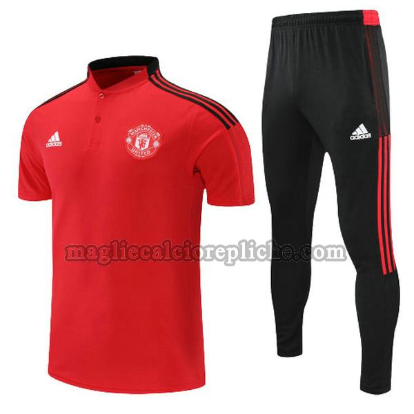 magliette polo calcio manchester united 2022 completo rosso