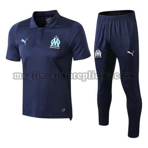 magliette polo calcio olympique marsiglia 2018-2019 completo blu marina