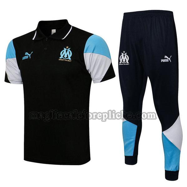 magliette polo calcio olympique marsiglia 2021 2022 completo nero