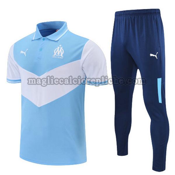magliette polo calcio olympique marsiglia 2022 completo blu bianco