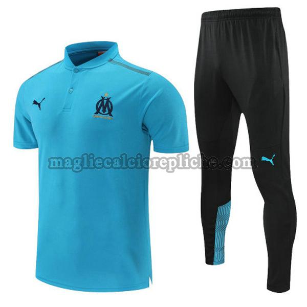 magliette polo calcio olympique marsiglia 2022 completo blu nero
