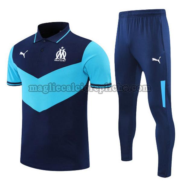 magliette polo calcio olympique marsiglia 2022 completo navy blu