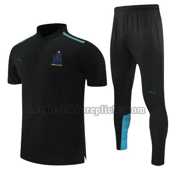 magliette polo calcio olympique marsiglia 2022 completo nero blu