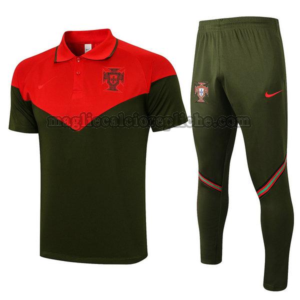 magliette polo calcio portogallo 2021 2022 completo rosso verde