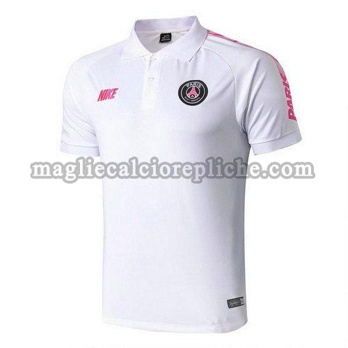 magliette polo calcio psg 2019-2020 bianco rosa