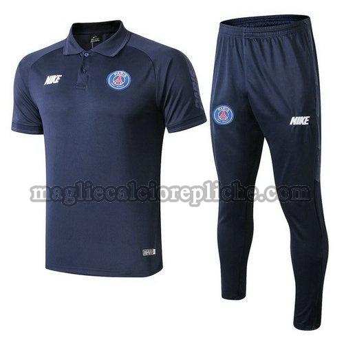 magliette polo calcio psg 2019-2020 completo blu