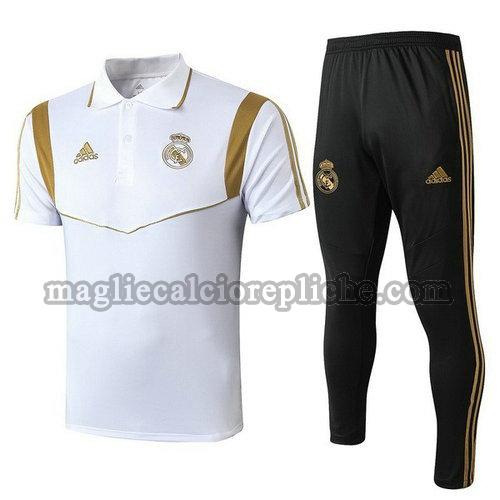 magliette polo calcio real madrid 19-20 completo nero bianco