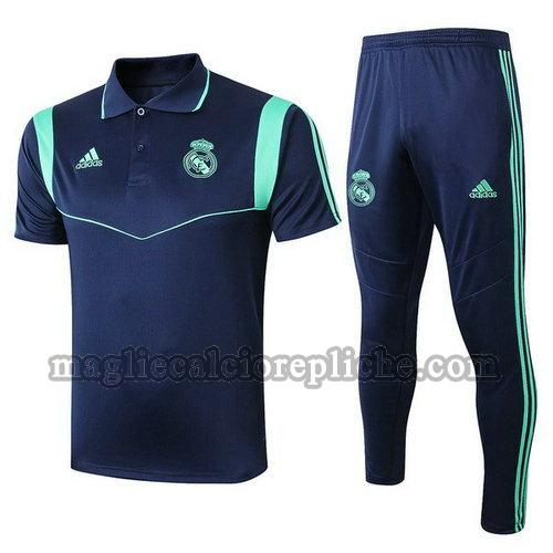 magliette polo calcio real madrid 2019-2020 completo blu marina