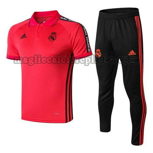 magliette polo calcio real madrid 2019-2020 completo rosso nero