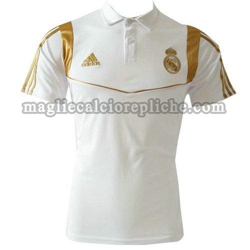 magliette polo calcio real madrid 2019-20 bianco dorato