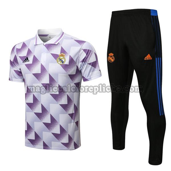 magliette polo calcio real madrid 2022 23 completo bianco purple