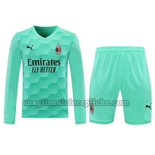 portiere maglie+pantaloncini calcio ac milan 2021 manica lunga verde