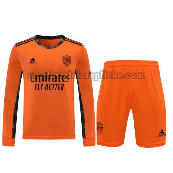 portiere maglie+pantaloncini calcio arsenal 2021 manica lunga arancione
