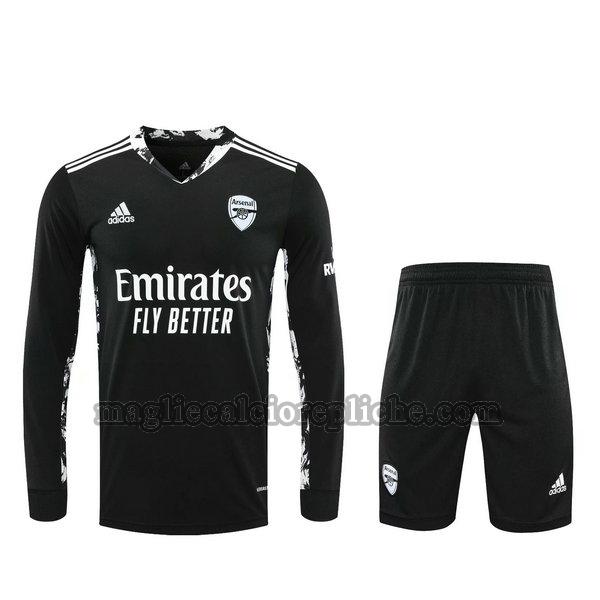 portiere maglie+pantaloncini calcio arsenal 2021 manica lunga nero