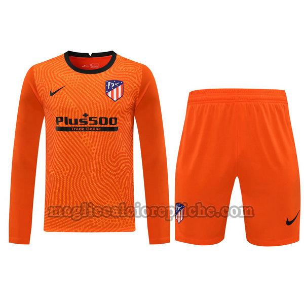 portiere maglie+pantaloncini calcio atlético madrid 2021 manica lunga arancione
