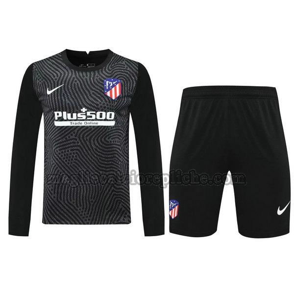 portiere maglie+pantaloncini calcio atlético madrid 2021 manica lunga nero