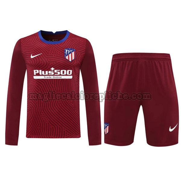 portiere maglie+pantaloncini calcio atlético madrid 2021 manica lunga rosso