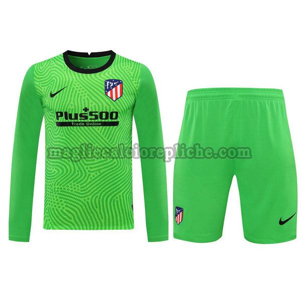 portiere maglie+pantaloncini calcio atlético madrid 2021 manica lunga verde