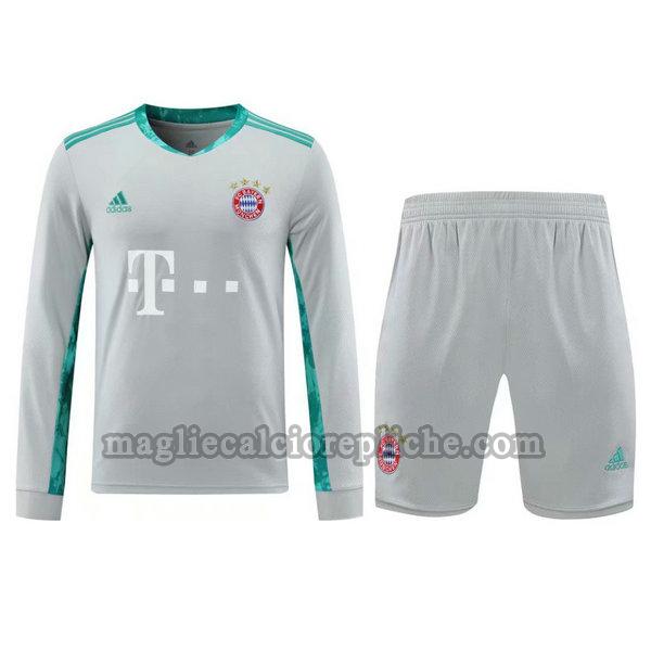 portiere maglie+pantaloncini calcio bayern münchen 2021 manica lunga grigio