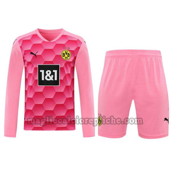 portiere maglie+pantaloncini calcio borussia dortmund 2021 manica lunga rosa