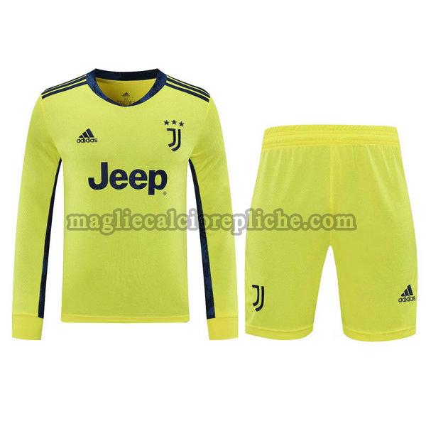 portiere maglie+pantaloncini calcio juventus 2021 manica lunga giallo