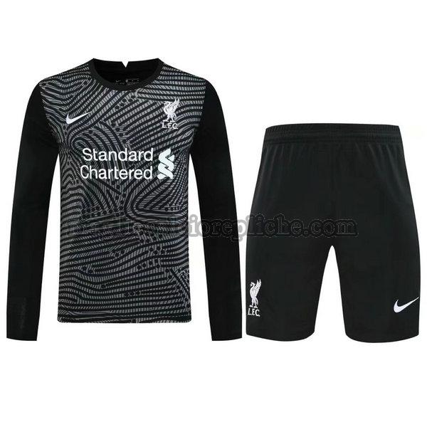 portiere maglie+pantaloncini calcio liverpool 2021 manica lunga nero