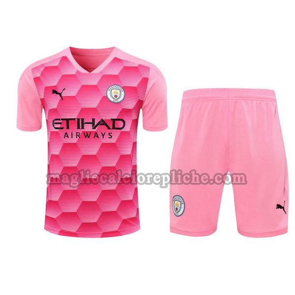 portiere maglie+pantaloncini calcio manchester city 2021 rosa