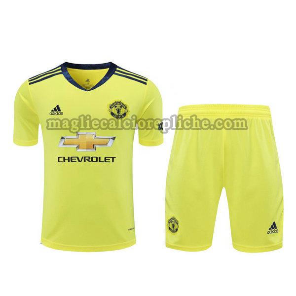 portiere maglie+pantaloncini calcio manchester united 2021 giallo