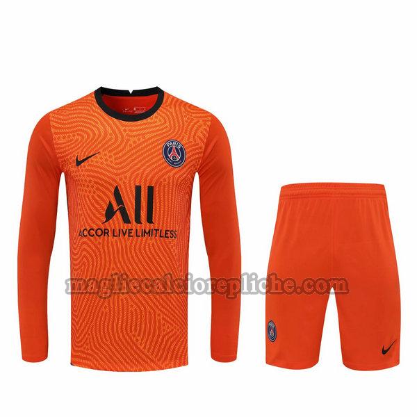 portiere maglie+pantaloncini calcio psg 2021 manica lunga arancione