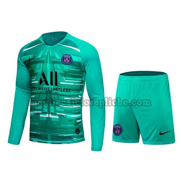 portiere maglie+pantaloncini calcio psg 2021 manica lunga blu