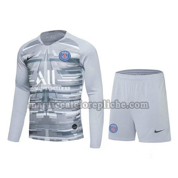 portiere maglie+pantaloncini calcio psg 2021 manica lunga grigio