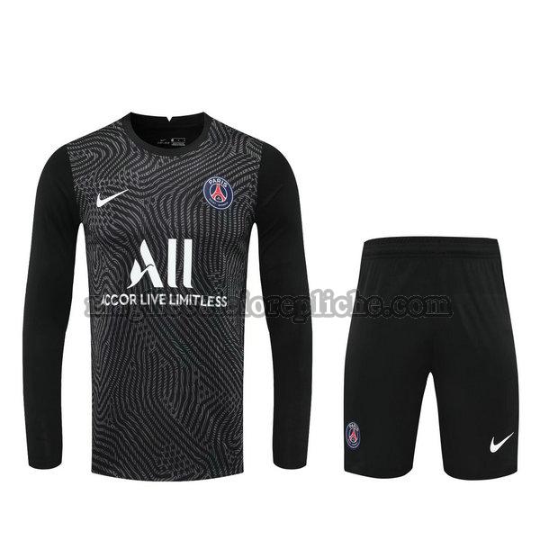 portiere maglie+pantaloncini calcio psg 2021 manica lunga nero