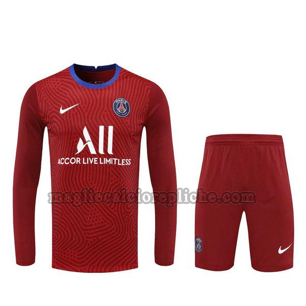 portiere maglie+pantaloncini calcio psg 2021 manica lunga rosso