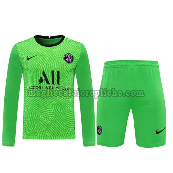 portiere maglie+pantaloncini calcio psg 2021 manica lunga verde