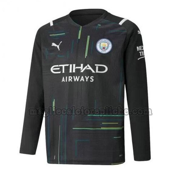 portiere maglie calcio manchester city 2021 2022 manica lunga nero