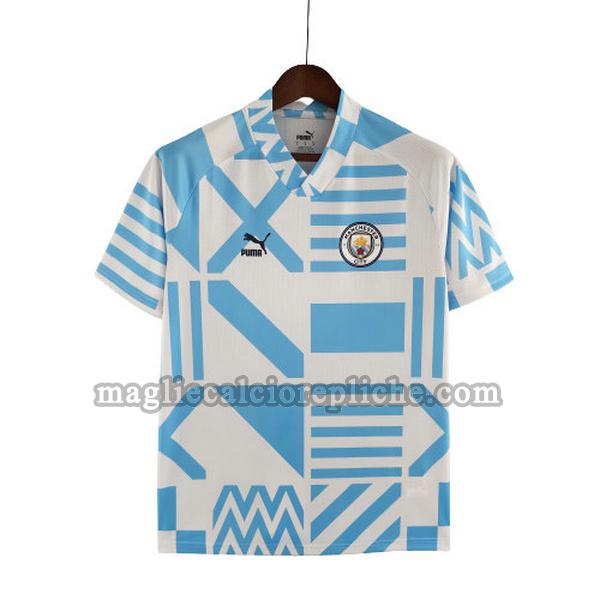 pre match maglie calcio manchester city 2022 2023 blu bianco