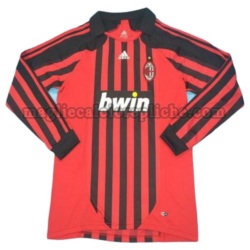 prima divisa maglie calcio ac milan 2007-2008 manica lunga