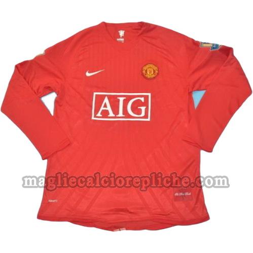 prima divisa maglie calcio manchester united 2007-2008 manica lunga