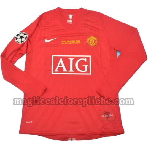 prima divisa maglie calcio manchester united lega 2007-2008 manica lunga