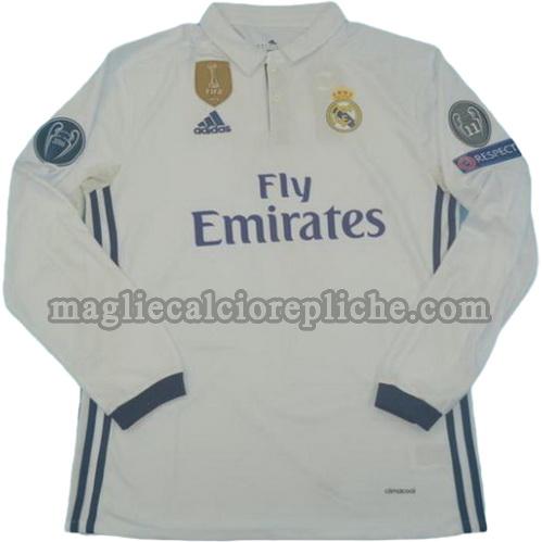 prima divisa maglie calcio real madrid ucl 2016-2017 manica lunga