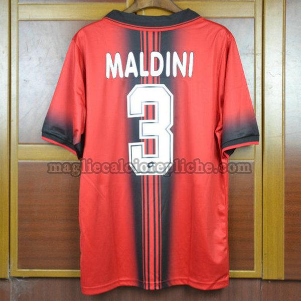 prima maglie calcio ac milan 1997-1998 maldini 3 rosso