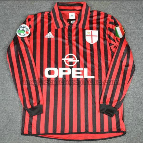 prima maglie calcio ac milan 1999-2000 manica lunga rosso