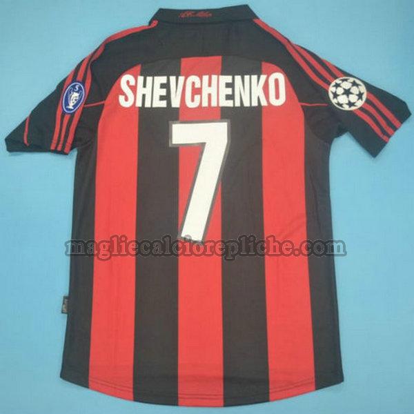 prima maglie calcio ac milan 2000-2002 shevchenko 7 rosso