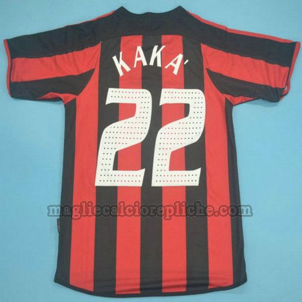 prima maglie calcio ac milan 2003-2004 kaka 22 rosso