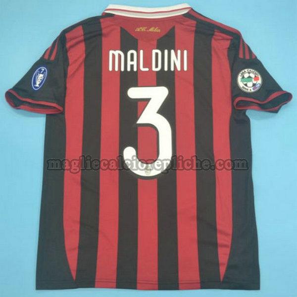 prima maglie calcio ac milan 2009-2010 maldini 3 rosso