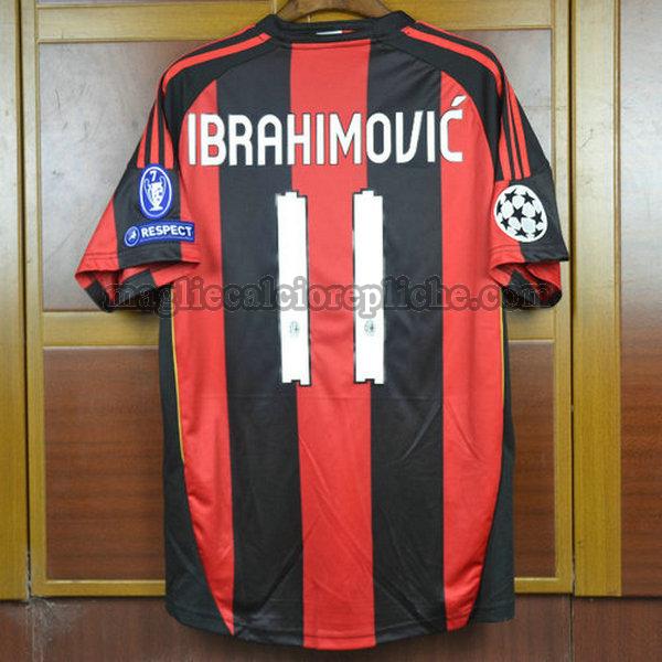 prima maglie calcio ac milan 2010-2011 ibrahimovic 11 rosso