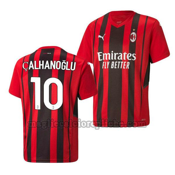 prima maglie calcio ac milan 2021 2022 hakan calhanoglu 10 rosso